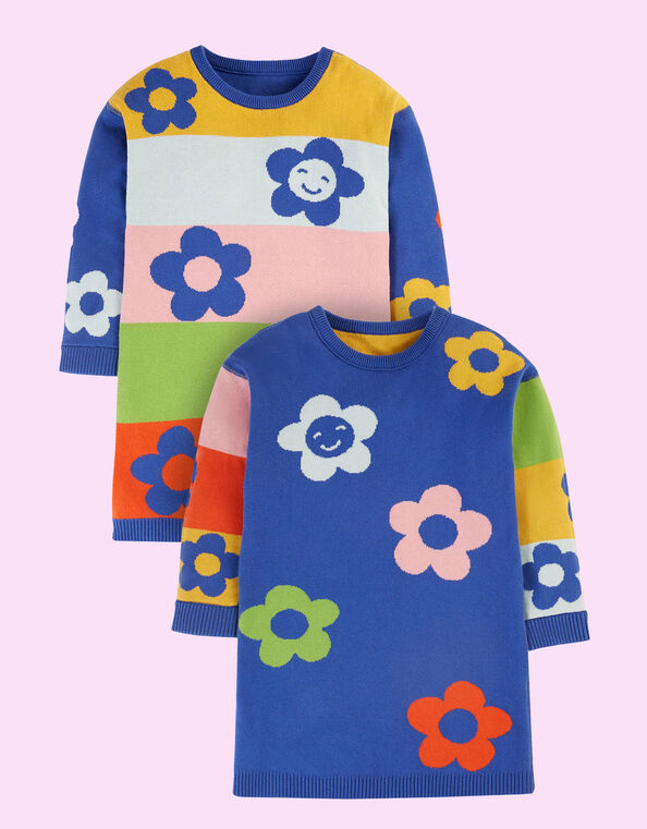 Frugi Reversible Knit Sweater Dress, Multi (MULTI), large