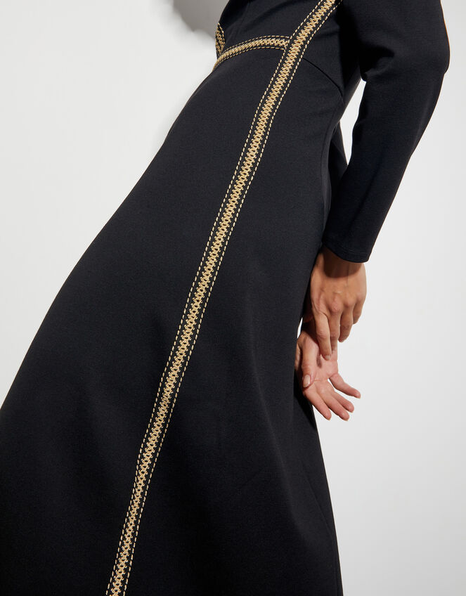 Pora Ponte Jersey Midi Dress, Black (BLACK), large