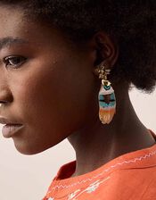 Gas Bijoux Sao Gold-Plated Rainbow Feather Drop Earrings, , large