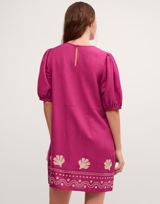 Lydia Embroidered Linen Blend Mini Dress, Pink (PINK), large