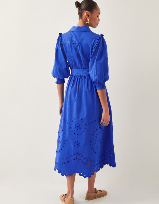 Jules Broderie Midi Shirt Dress, Blue (BLUE), large