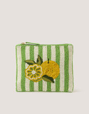 Lemon Beaded Pouch, , large