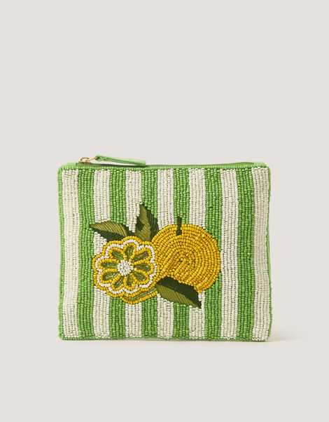 Lemon Beaded Pouch, , large
