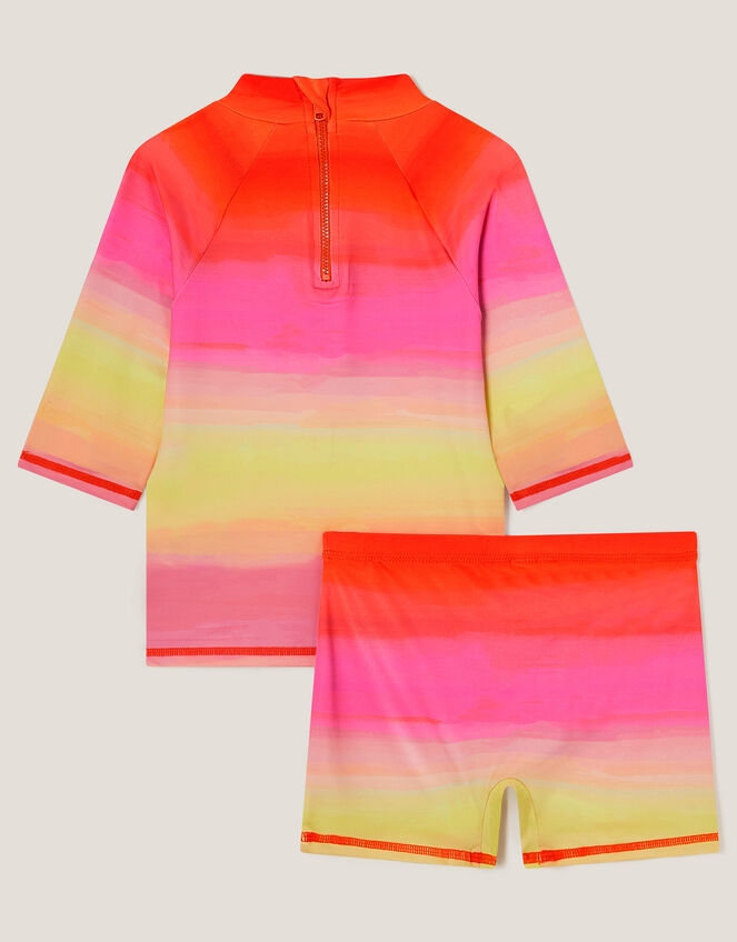 Flower Ombré UPF 50+ Rash Vest and Swim Shorts Set, Pink (PINK), large