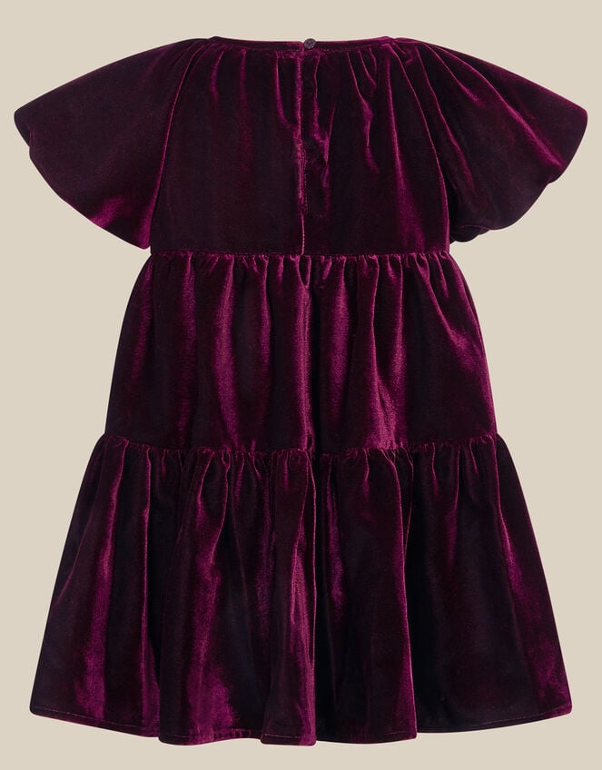 Baby Leila Corsage Velvet Party Dress, Purple (PURPLE), large