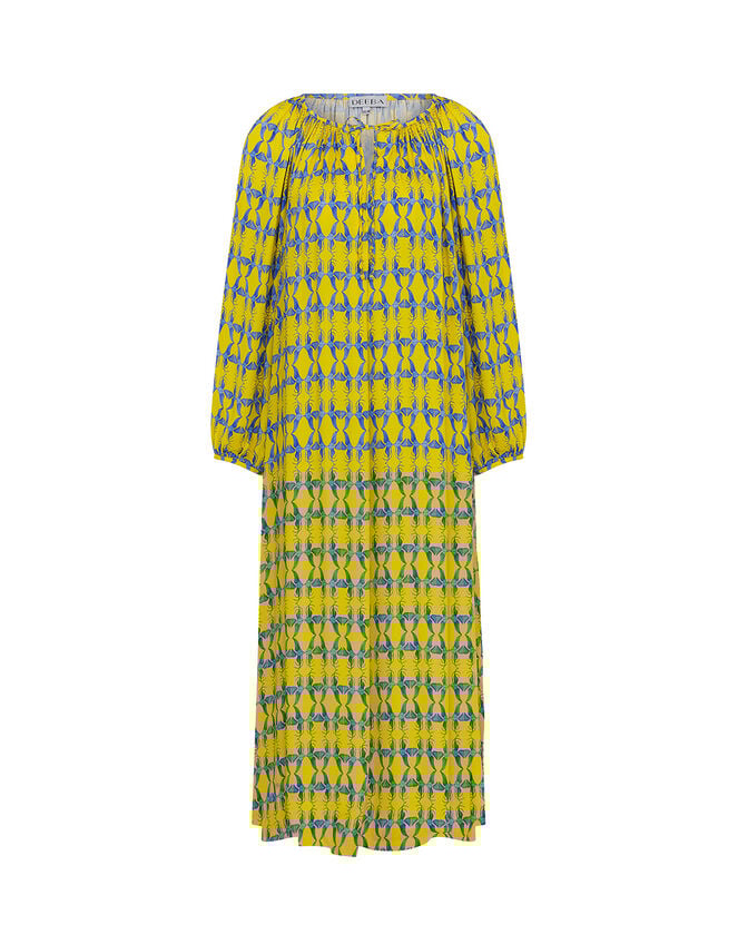 DEEBA Oozie Print Dress, Yellow (YELLOW), large