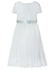 Layla Sequin Lace Pleated Dress, Ivory (IVORY), large