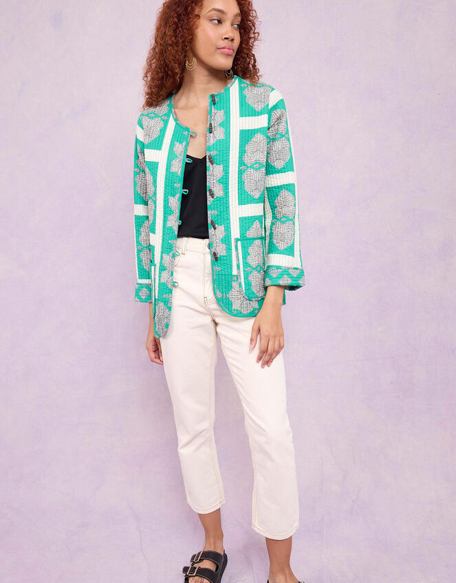 East Ula Print Quilted Jacket, Green (GREEN), large