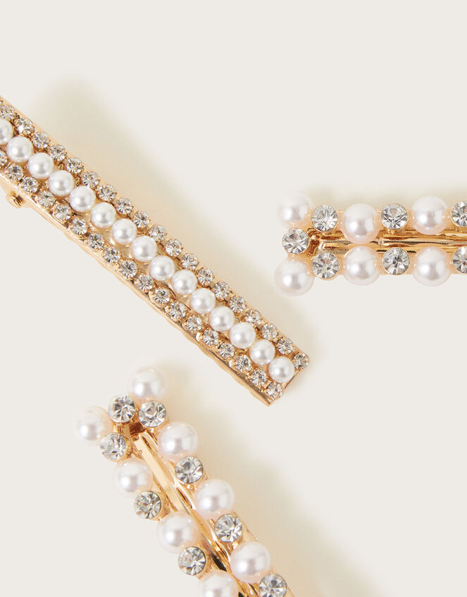Pearl Hair Clips Set of Three, , large