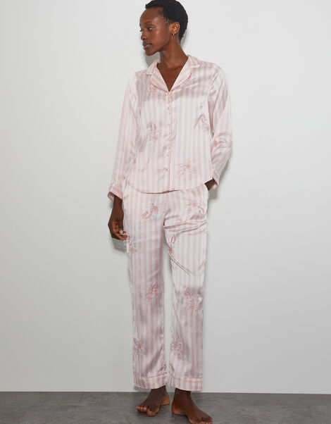 Molly Embroidered Stripe Pyjama Set, Pink (PINK), large
