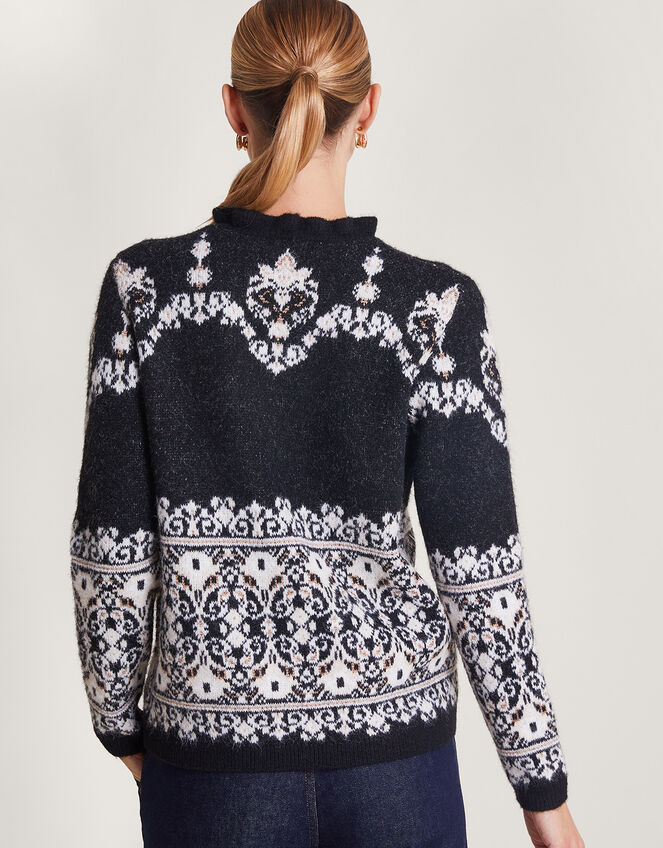 Fabe Fair Isle Sweater, Gray (CHARCOAL), large