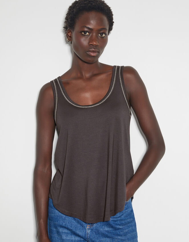 Jess Jersey Cami Top, Gray (CHARCOAL), large