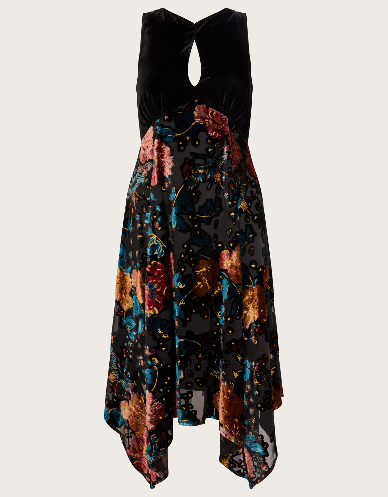 Peony Devore Hanky Hem Dress Black Occasionwear Monsoon ROI
