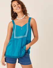 Embroidered Lace Cami, Teal (TEAL), large