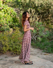 Lyrical Sisters Hourglass Print Maxi Dress, Brown (BROWN), large