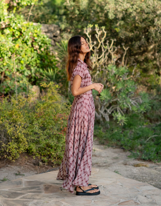 Lyrical Sisters Hourglass Print Maxi Dress, Brown (BROWN), large