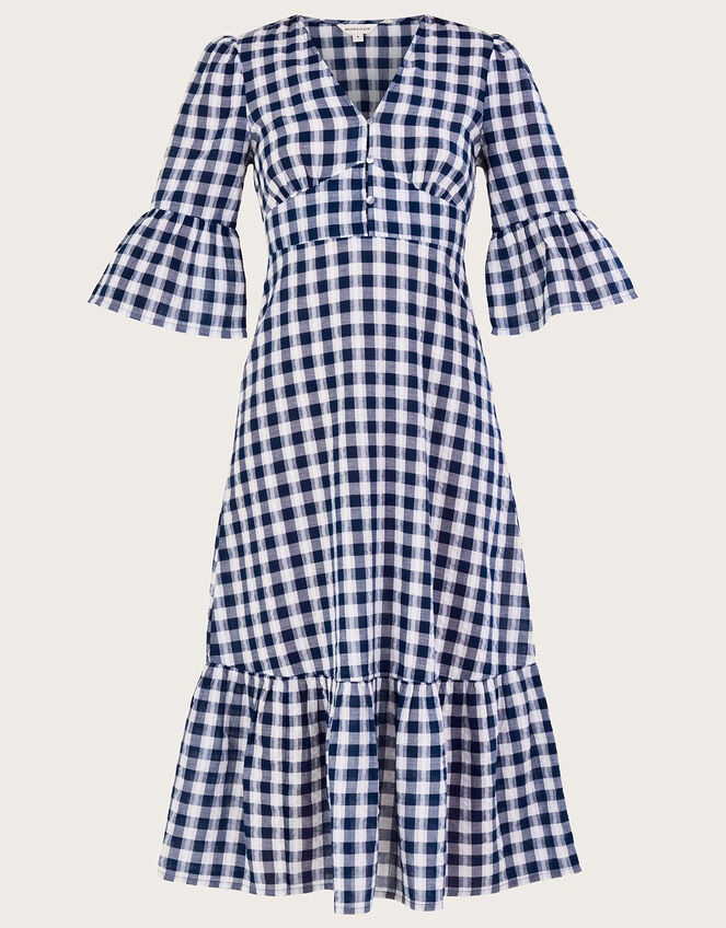 Gingham Dress, Blue (NAVY), large