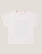 Bow & Flower Scene T-Shirt , White (WHITE), large