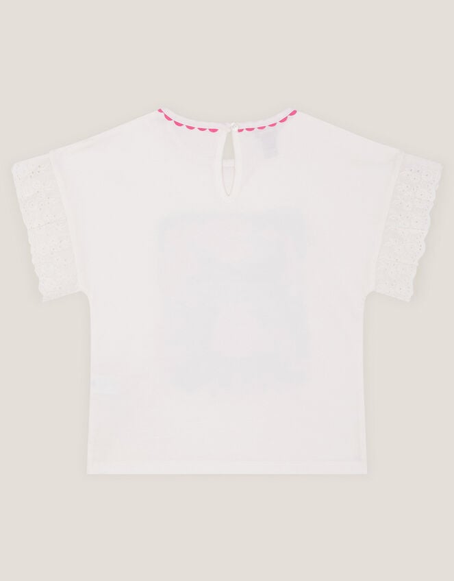 Bow & Flower Scene T-Shirt , White (WHITE), large