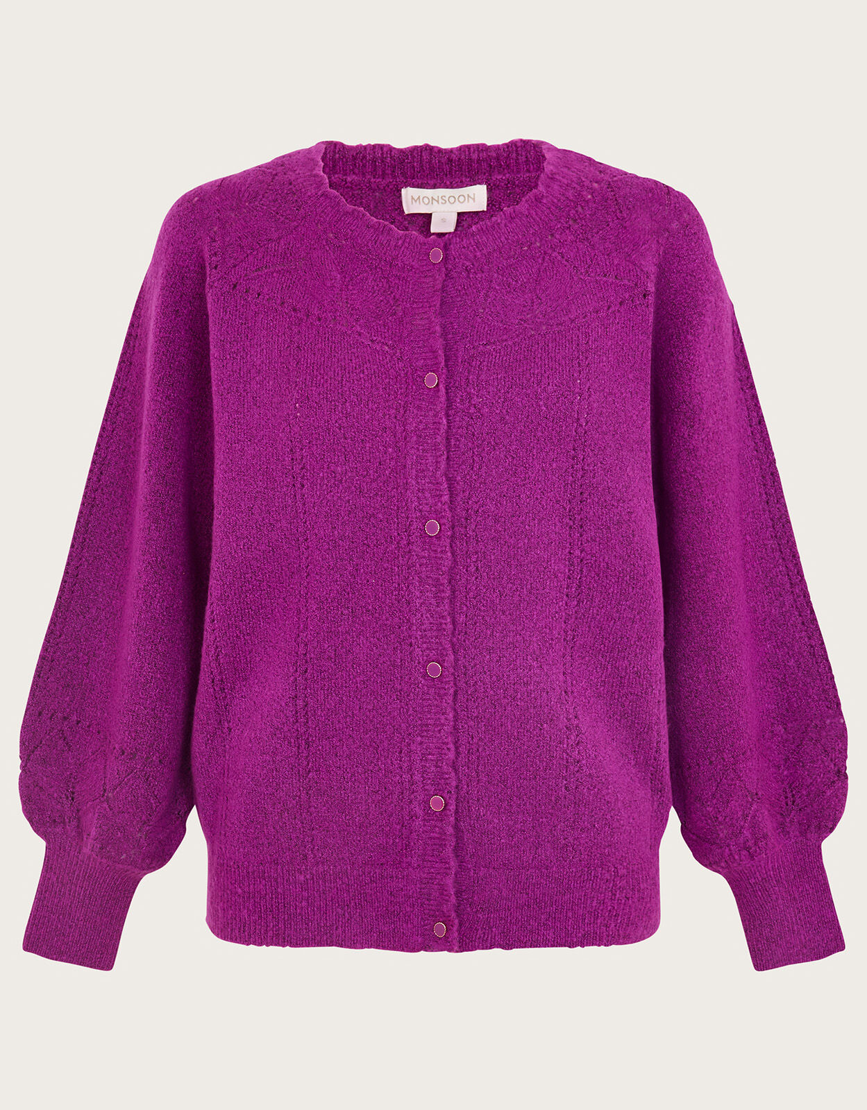 Smart Pointelle Cardigan with Recycled Polyester Cardigans Monsoon Global