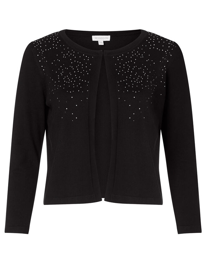 Hotfix Gem Shrug with Sustainable Viscose, Black (BLACK), large