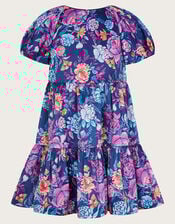 Floral Tiered Dress, Blue (NAVY), large