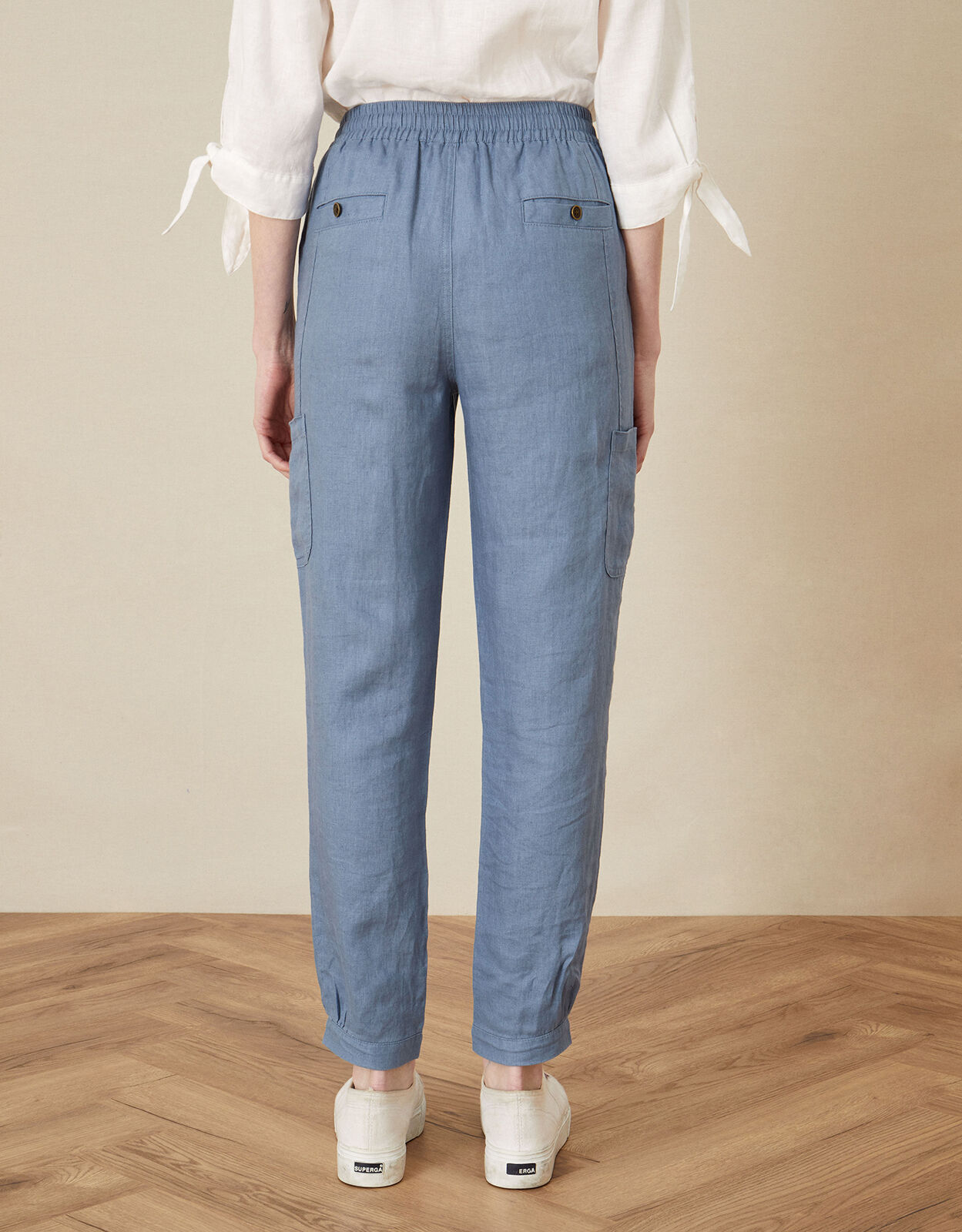 Poppy Linen Joggers Blue | Trousers 