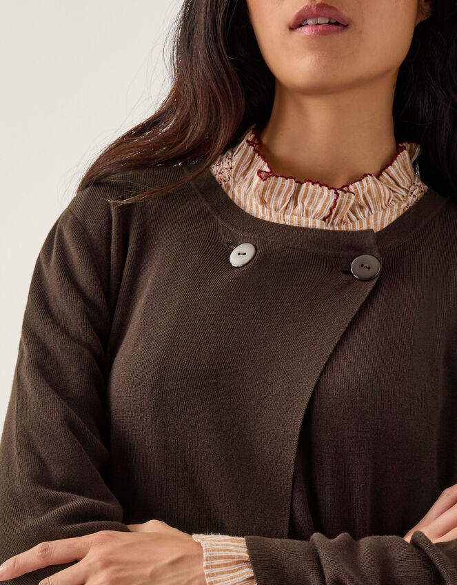 Santi Longline Cardigan & Scarf, Brown (CHOCOLATE), large