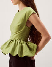 Dahlia Sleeveless Peplum Top, Green (PALE GREEN), large