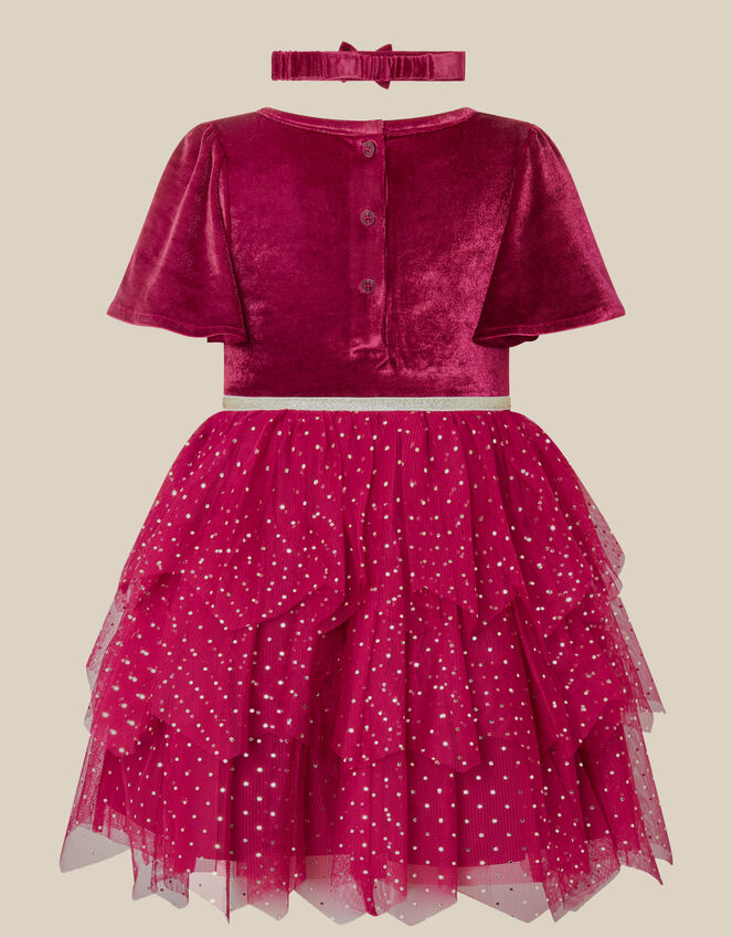 Baby Christmas Reindeer Mesh Dress & Headband Set, Red (BURGUNDY), large