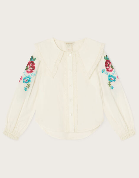 Boutique Rose Embroidered Collar Blouse Ivory, Ivory (IVORY), large
