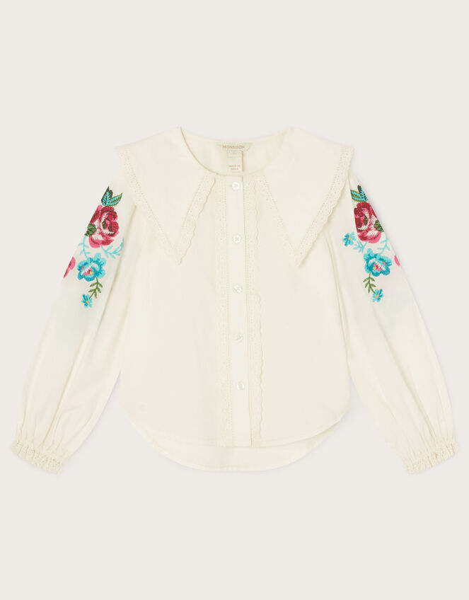 Boutique Rose Embroidered Collar Blouse, Ivory (IVORY), large