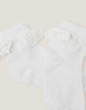 Flower Lace Socks, White (WHITE), large