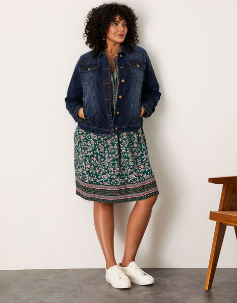 Dark Wash Denim Jacket in Sustainable Cotton, Blue (INDIGO), large