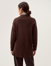 Nina Button Knit Jacket, Brown (CHOCOLATE), large