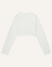 3D Flower Cropped Cardigan, Ivory (IVORY), large