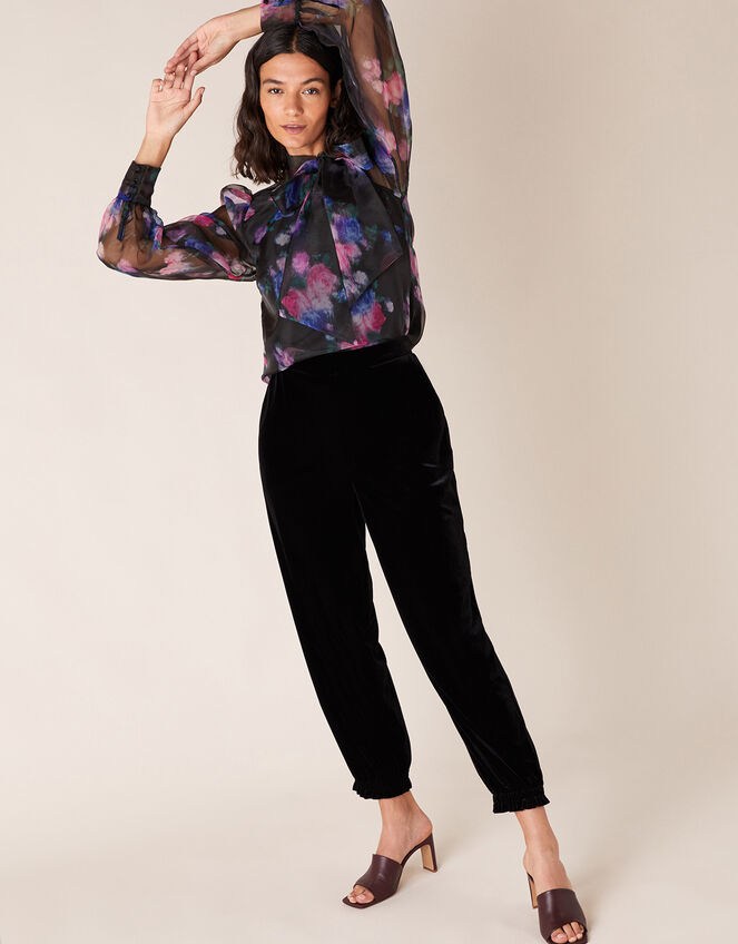 Rylee Floral Organza Blouse, Black (BLACK), large