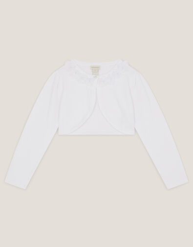 Ottilie Appliqu&eacute; Rose Cardigan, White (WHITE), large