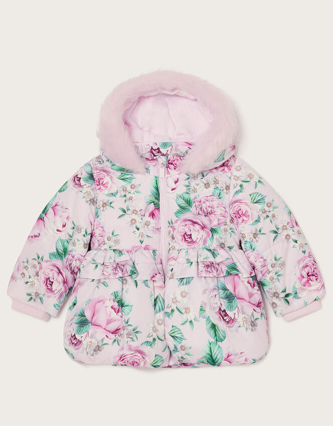 Baby Floral Peplum Padded Coat, Pink (PINK), large