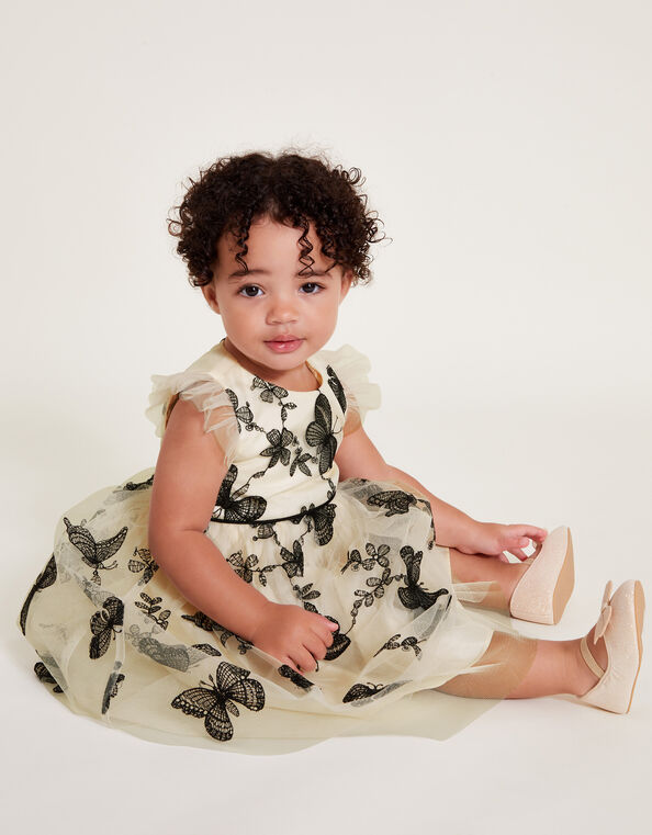 Baby Savannah Embroidered Butterfly Dress, Ivory (IVORY), large