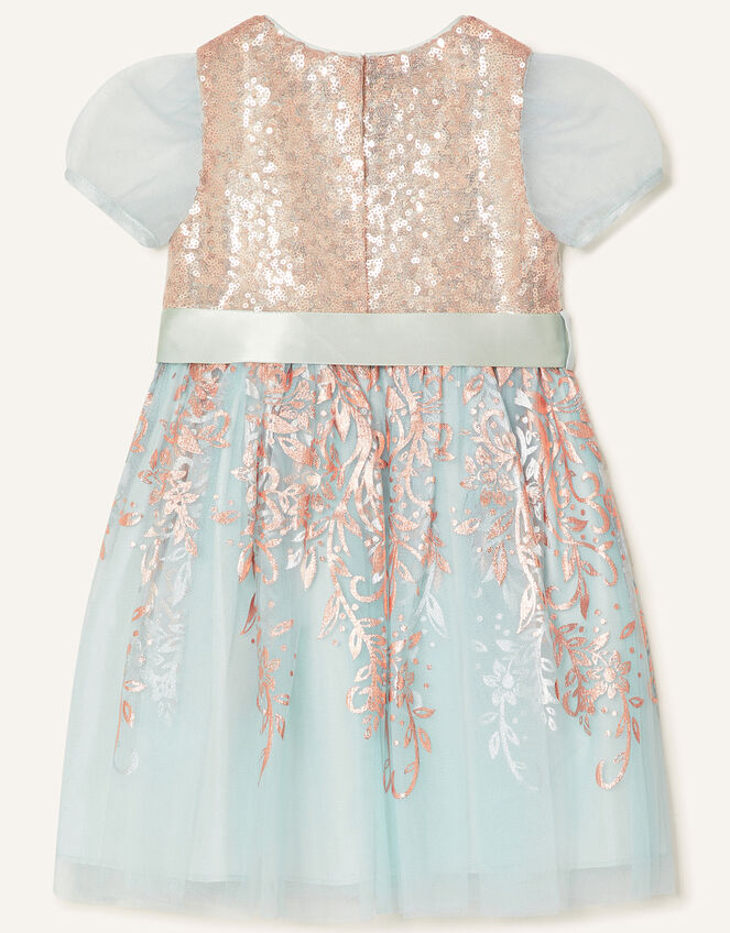 Baby Sequin Foil Dress , Teal (DUCK EGG), large