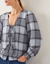 Ava Tie-Front Check Blouse, Blue (PALE BLUE), large