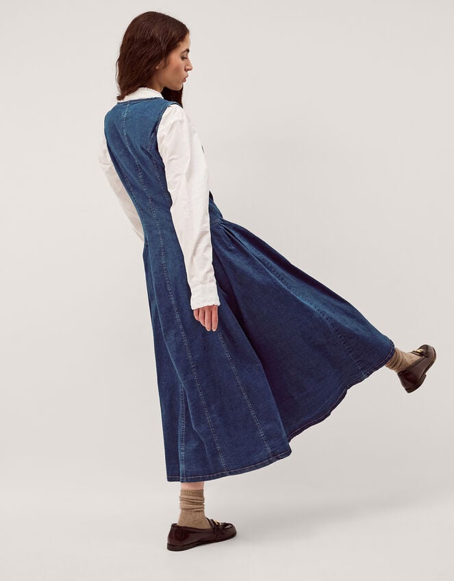 Layla Sleeveless Denim Midi Dress, Blue (INDIGO), large
