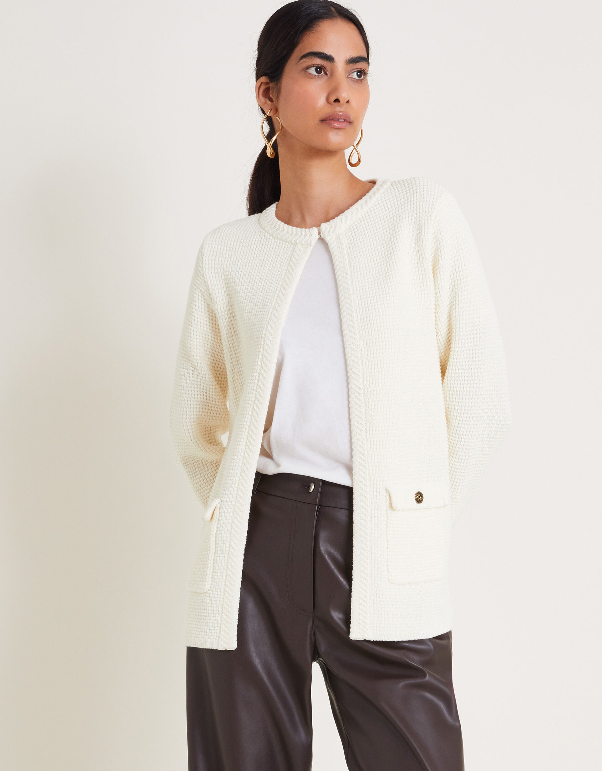 Ivory open front cardigan clearance