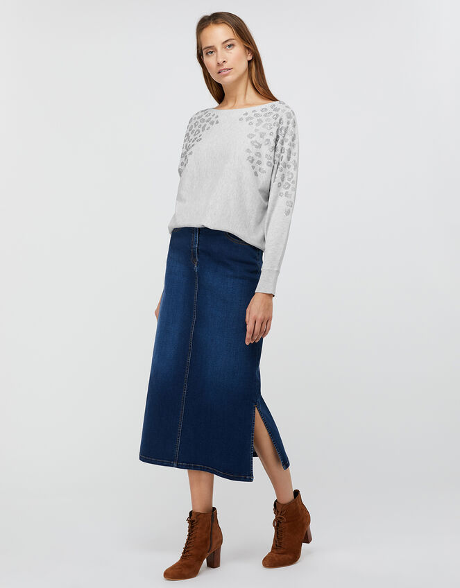 Hetty Hotfix Gem Jumper, Grey (GREY MARL), large