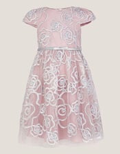 Rose Tinsel Party Dress, Pink (PINK), large