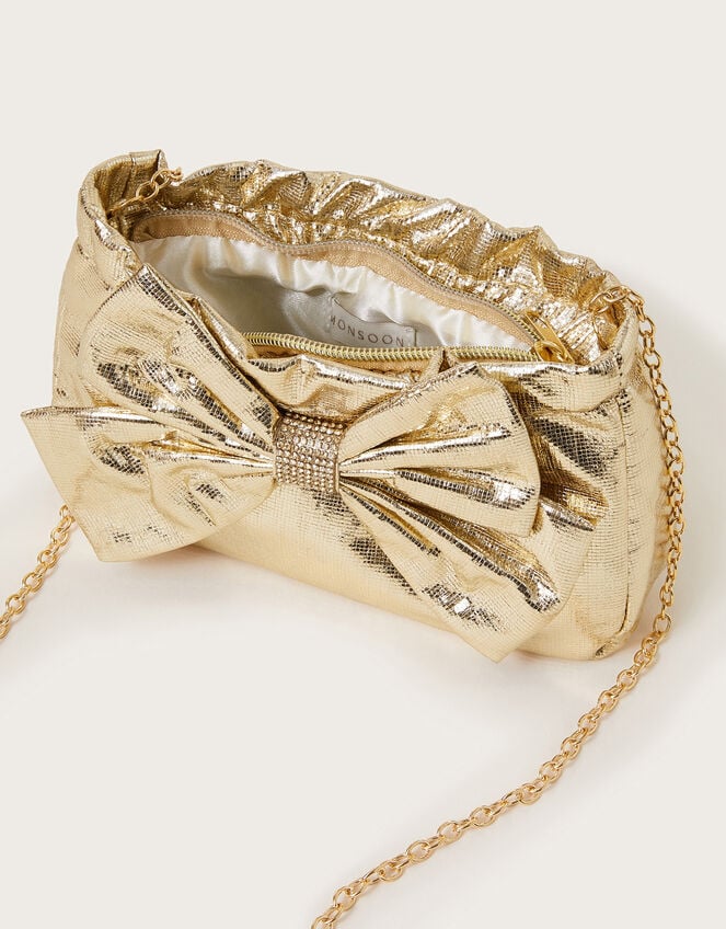 Metallic Bow Bag and Hair Clip Set, , large