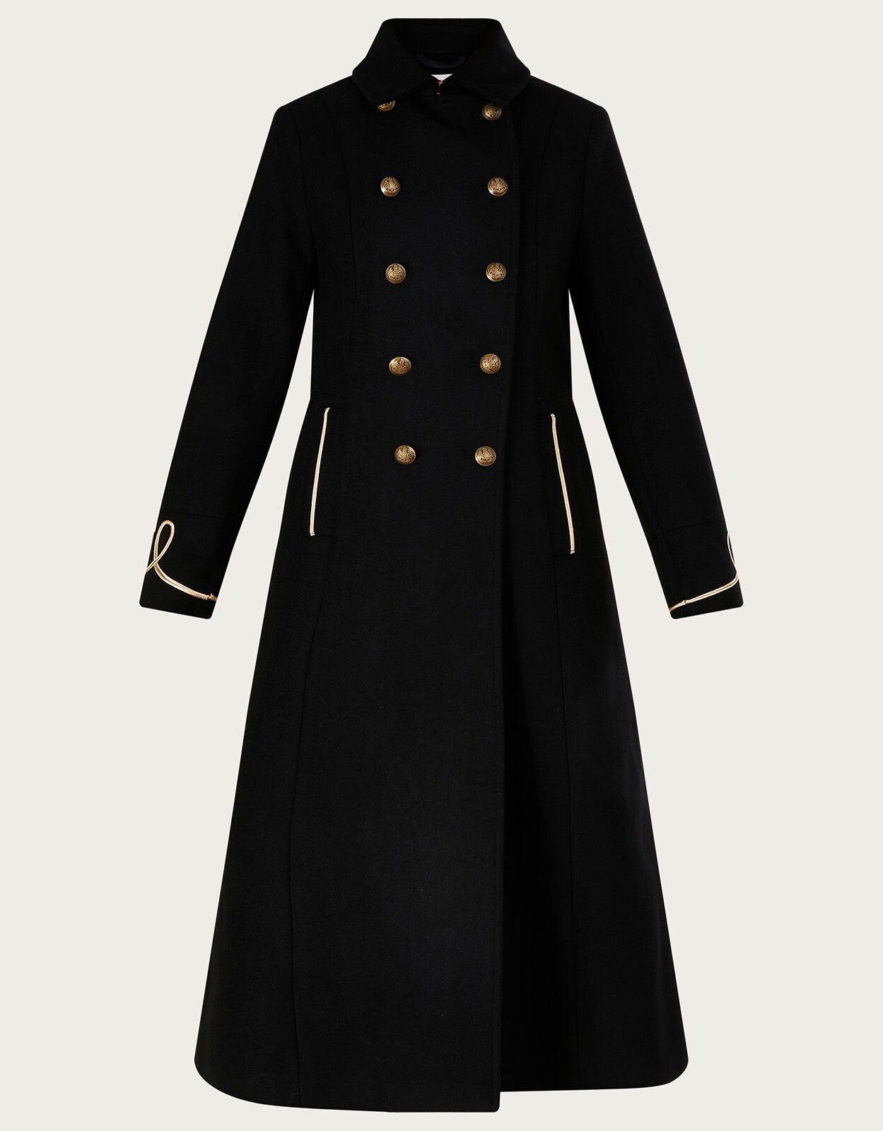 Black wool military coat womens 2025