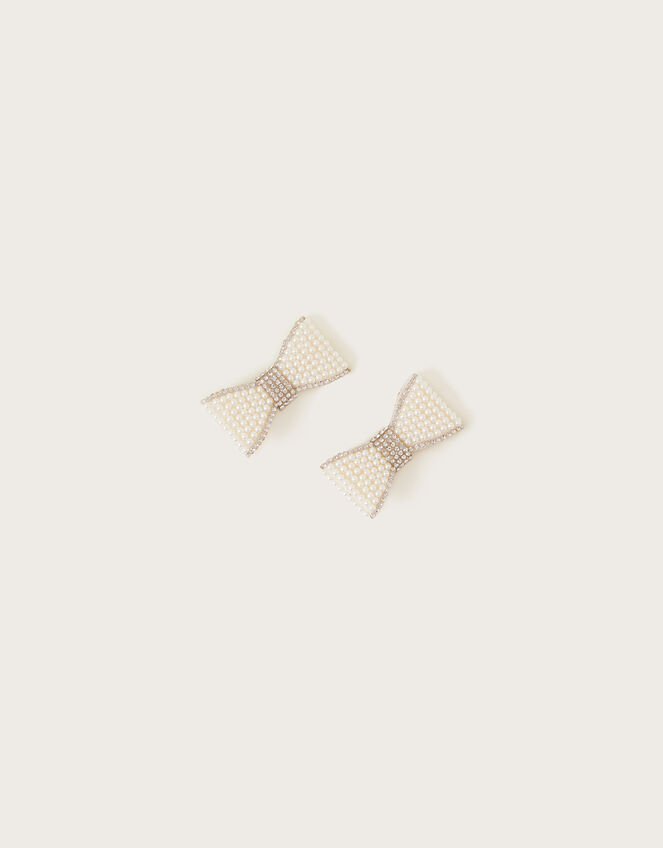Pearl Bow Clips Twinset, , large