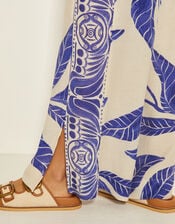 Dinah Leaf Print Trousers, White (WHITE), large